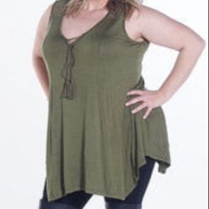 Tank top. 3x. Army Green. Lace on shoulder/back of top. From The Snooki Shop.